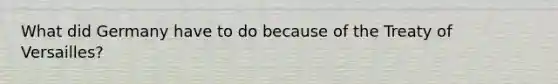 What did Germany have to do because of the Treaty of Versailles?