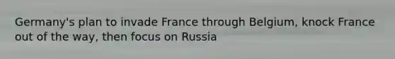 Germany's plan to invade France through Belgium, knock France out of the way, then focus on Russia