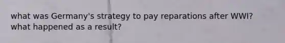 what was Germany's strategy to pay reparations after WWI? what happened as a result?