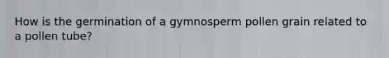 How is the germination of a gymnosperm pollen grain related to a pollen tube?