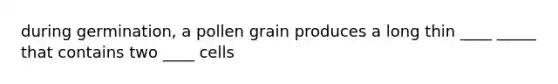 during germination, a pollen grain produces a long thin ____ _____ that contains two ____ cells