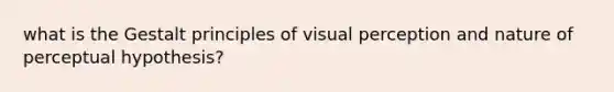 what is the Gestalt principles of visual perception and nature of perceptual hypothesis?