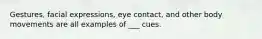 Gestures, facial expressions, eye contact, and other body movements are all examples of ___ cues.