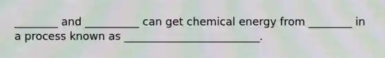 ________ and __________ can get chemical energy from ________ in a process known as _________________________.