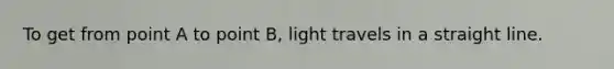 To get from point A to point B, light travels in a straight line.