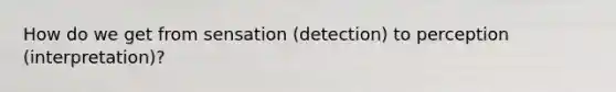 How do we get from sensation (detection) to perception (interpretation)?