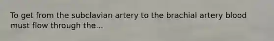 To get from the subclavian artery to the brachial artery blood must flow through the...