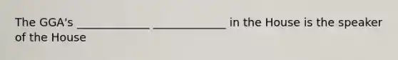 The GGA's _____________ _____________ in the House is the speaker of the House