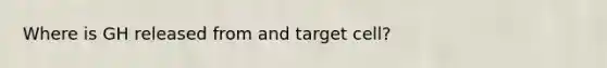 Where is GH released from and target cell?