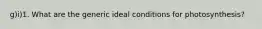 g)i)1. What are the generic ideal conditions for photosynthesis?