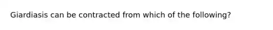 Giardiasis can be contracted from which of the following?