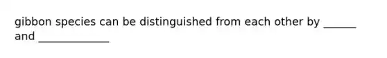 gibbon species can be distinguished from each other by ______ and _____________