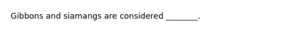 Gibbons and siamangs are considered ________.