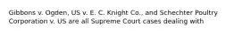 Gibbons v. Ogden, US v. E. C. Knight Co., and Schechter Poultry Corporation v. US are all Supreme Court cases dealing with