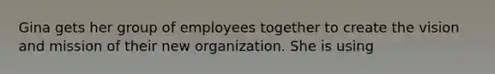 Gina gets her group of employees together to create the vision and mission of their new organization. She is using