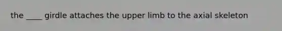 the ____ girdle attaches the upper limb to the axial skeleton