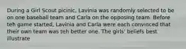 During a Girl Scout picinic, Lavinia was randomly selected to be on one baseball team and Carla on the opposing team. Before teh game started, Lavinia and Carla were each convinced that their own team was teh better one. The girls' beliefs best illustrate