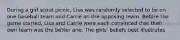 During a girl scout picnic, Lisa was randomly selected to be on one baseball team and Carrie on the opposing team. Before the game started, Lisa and Carrie were each convinced that their own team was the better one. The girls' beliefs best illustrates