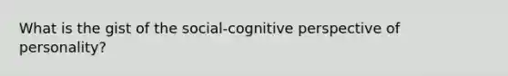 What is the gist of the social-<a href='https://www.questionai.com/knowledge/k1KipFktG6-cognitive-perspective' class='anchor-knowledge'>cognitive perspective</a> of personality?