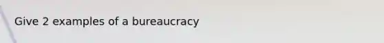 Give 2 examples of a bureaucracy