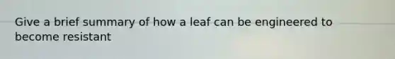 Give a brief summary of how a leaf can be engineered to become resistant