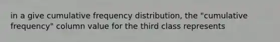 in a give cumulative frequency distribution, the "cumulative frequency" column value for the third class represents