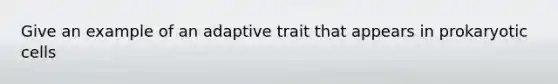 Give an example of an adaptive trait that appears in <a href='https://www.questionai.com/knowledge/k1BuXhIsgo-prokaryotic-cells' class='anchor-knowledge'>prokaryotic cells</a>