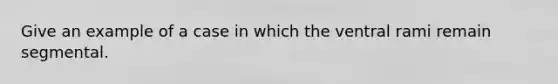 Give an example of a case in which the ventral rami remain segmental.