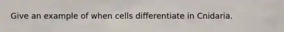 Give an example of when cells differentiate in Cnidaria.