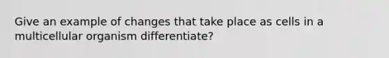 Give an example of changes that take place as cells in a multicellular organism differentiate?