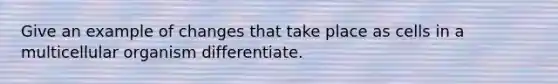 Give an example of changes that take place as cells in a multicellular organism differentiate.