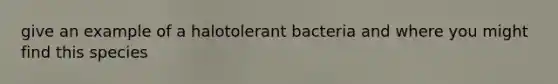 give an example of a halotolerant bacteria and where you might find this species