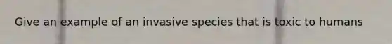 Give an example of an invasive species that is toxic to humans