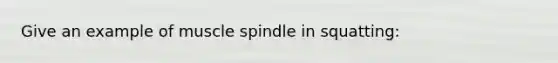 Give an example of muscle spindle in squatting: