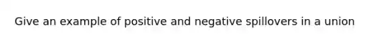 Give an example of positive and negative spillovers in a union