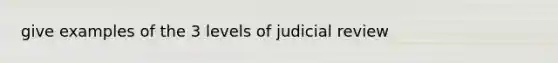 give examples of the 3 levels of judicial review