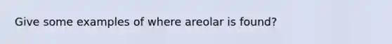 Give some examples of where areolar is found?