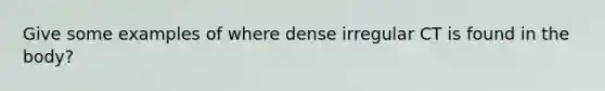 Give some examples of where dense irregular CT is found in the body?