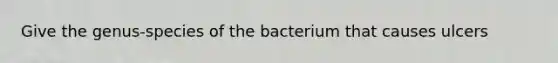 Give the genus-species of the bacterium that causes ulcers