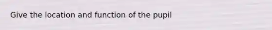 Give the location and function of the pupil