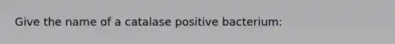 Give the name of a catalase positive bacterium: