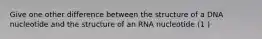 Give one other difference between the structure of a DNA nucleotide and the structure of an RNA nucleotide (1 )