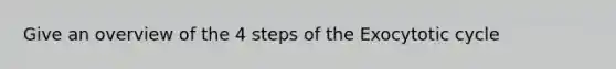 Give an overview of the 4 steps of the Exocytotic cycle