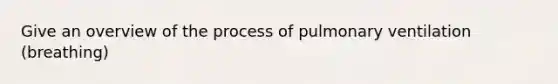 Give an overview of the process of pulmonary ventilation (breathing)