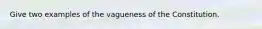 Give two examples of the vagueness of the Constitution.
