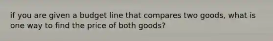 if you are given a budget line that compares two goods, what is one way to find the price of both goods?