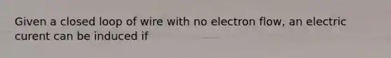 Given a closed loop of wire with no electron flow, an electric curent can be induced if