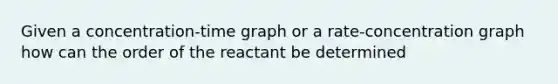 Given a concentration-time graph or a rate-concentration graph how can the order of the reactant be determined