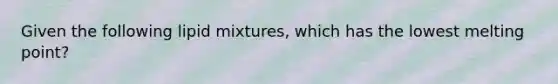 Given the following lipid mixtures, which has the lowest melting point?