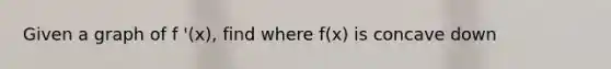 Given a graph of f '(x), find where f(x) is concave down